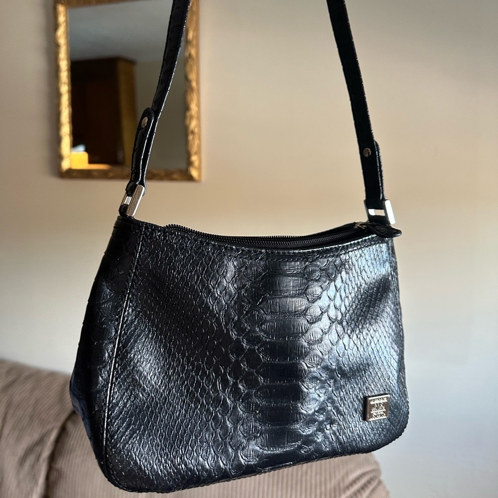 Black snake skin shoulder bag